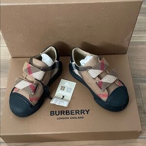 Burberry Kids Sneakers - Tan, Black, and Red